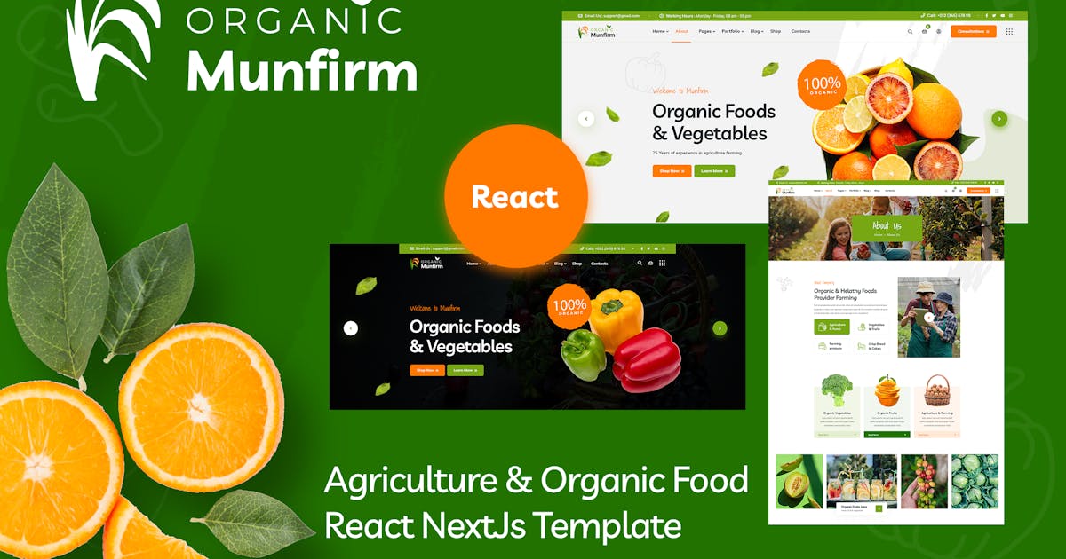 Munfirm - Organic Food Store React NextJs Template