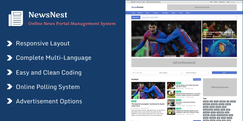 NewsNest - Online News Portal Management System by ScriptsNest