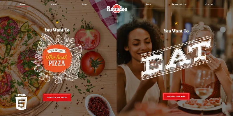 Roundoe - Pizzeria Restaurant HTML Template by Templatebae