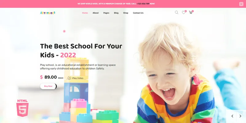 Totlio Kids Apparel Store HTML5 Website Template by Templatebae