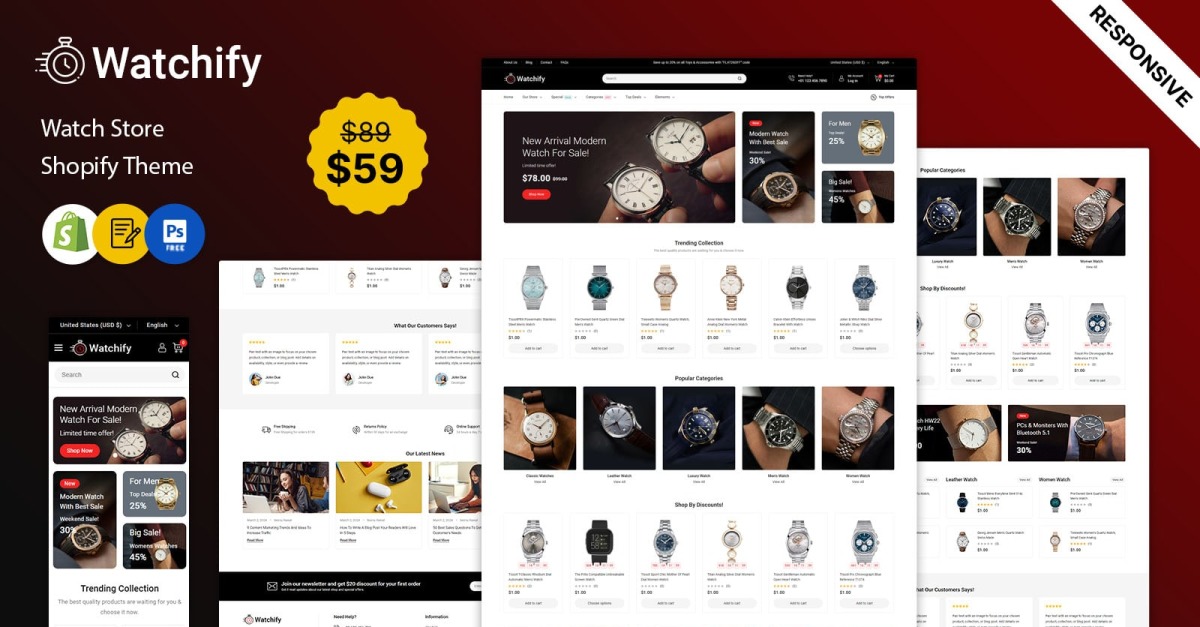 Watchify - Watches and Jewelry Store Shopify 2.0 Theme