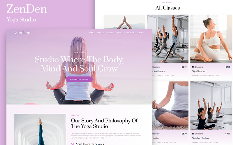 ZenDen - Yoga Studio HTML5 Landing Page - TemplateMonster