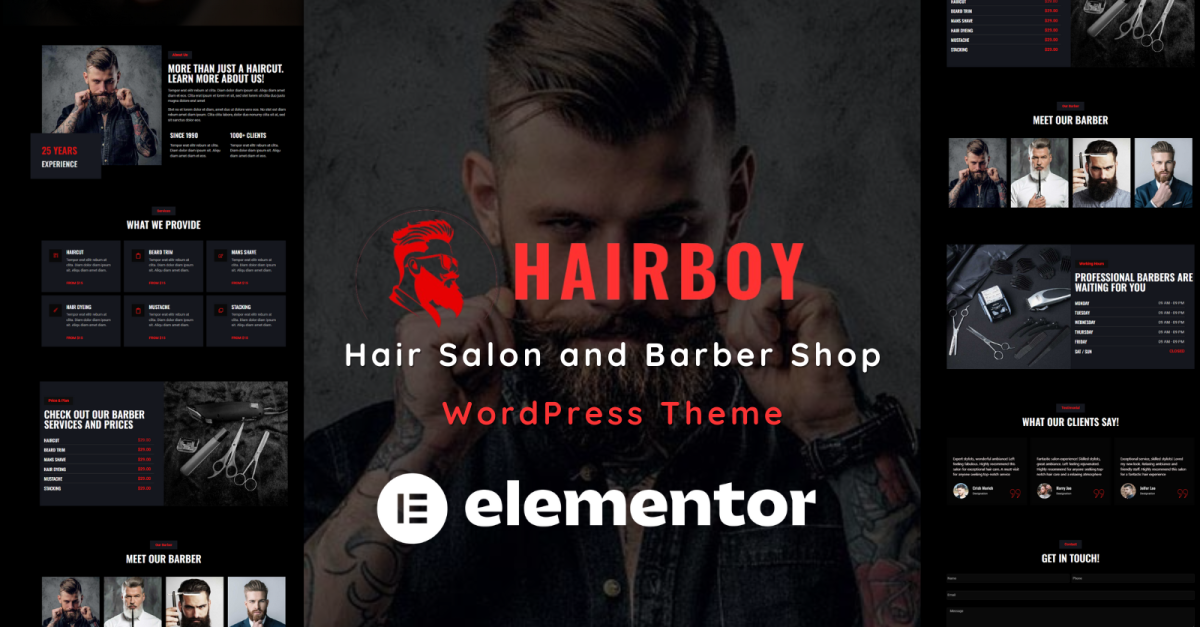 Hairboy - Hair Salon and Barber Shop WordPress Theme One Page