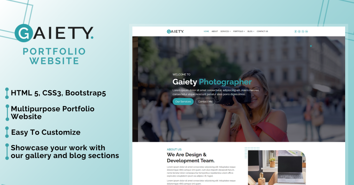 Gaiety Multipage Portfolio Website Template - TemplateMonster