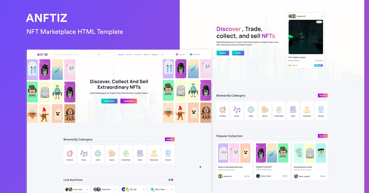 Anftiz - NFT Marketplace HTML Template