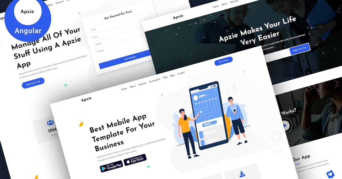 Apzie - Angular App & SaaS Landing Page Template