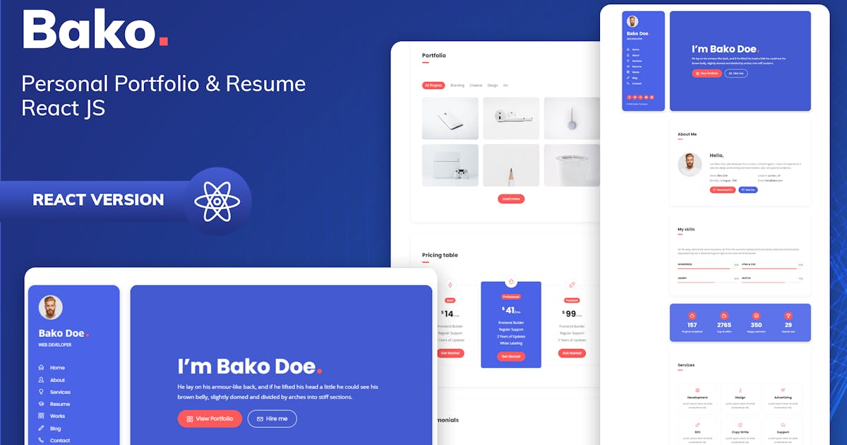 Bako - Personal Portfolio & Resume React Template