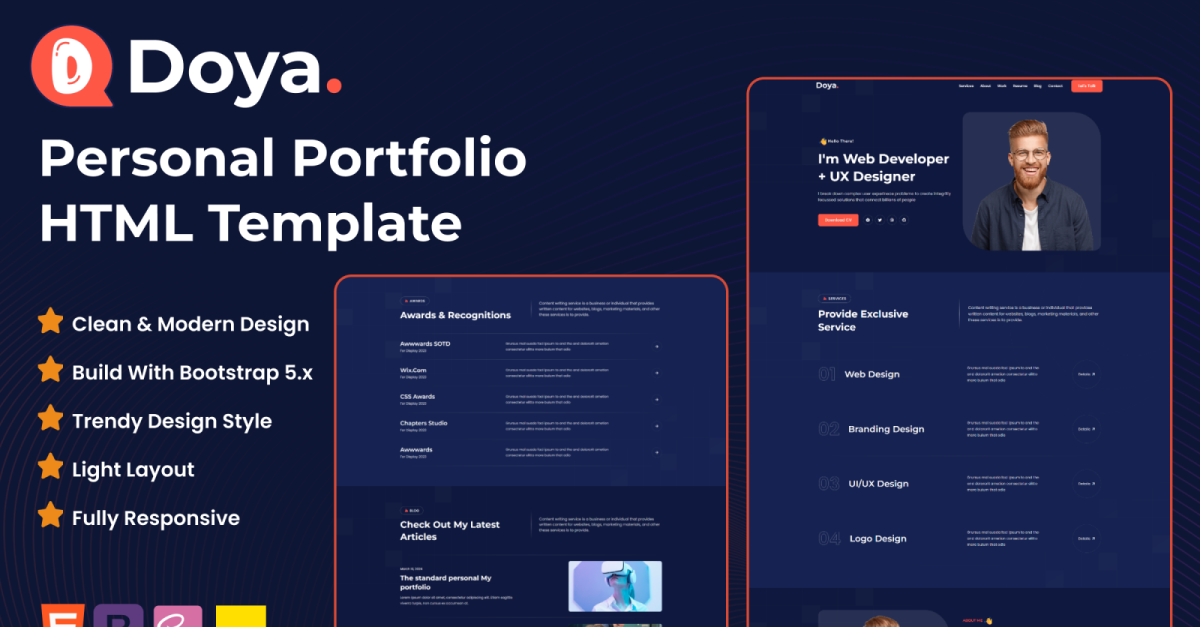 Doya - Personal Portfolio Html5 Template - TemplateMonster