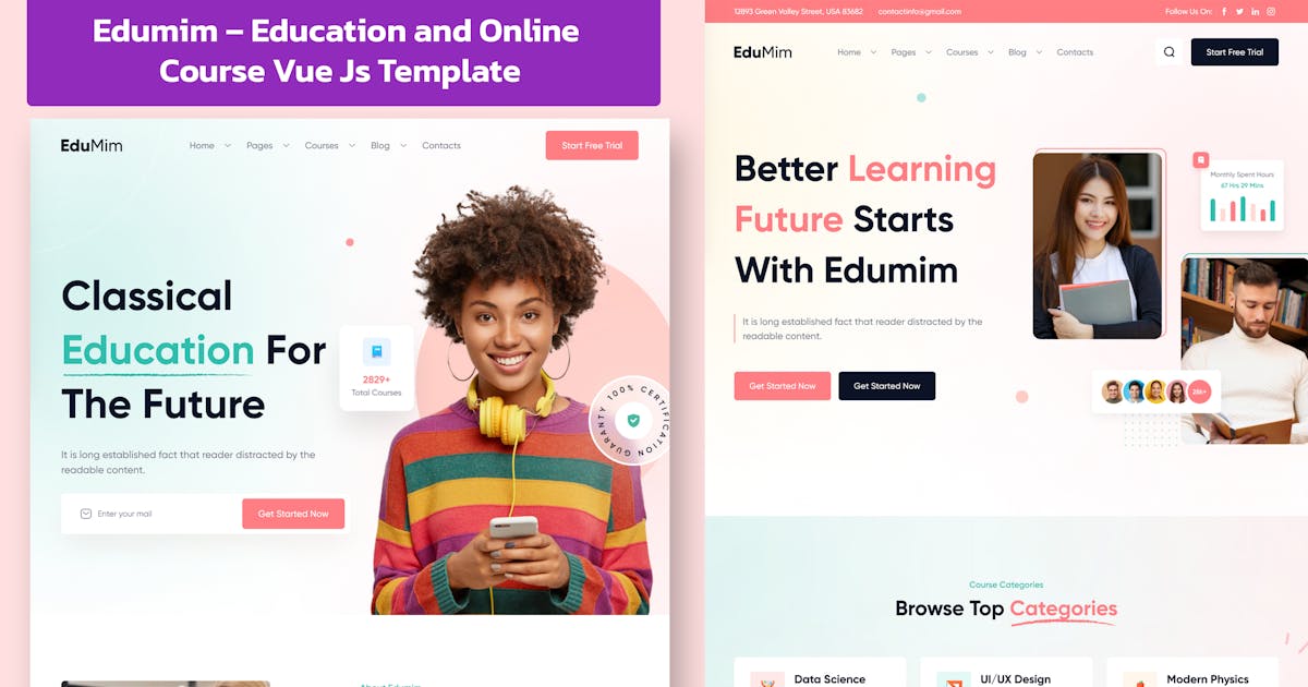 Edumim – Education and Course Vue Js Template