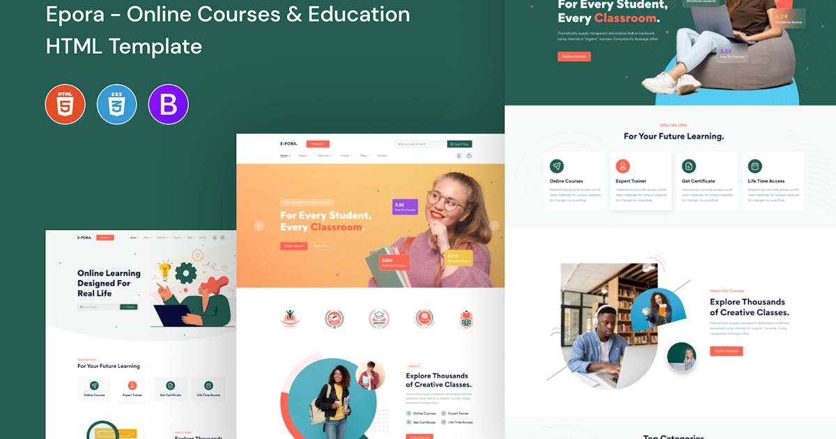 Epora - Online Courses & Education HTML5 Template