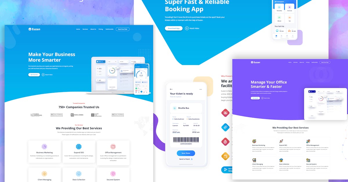 Euzan - Angular Multipurpose Landing Page Template