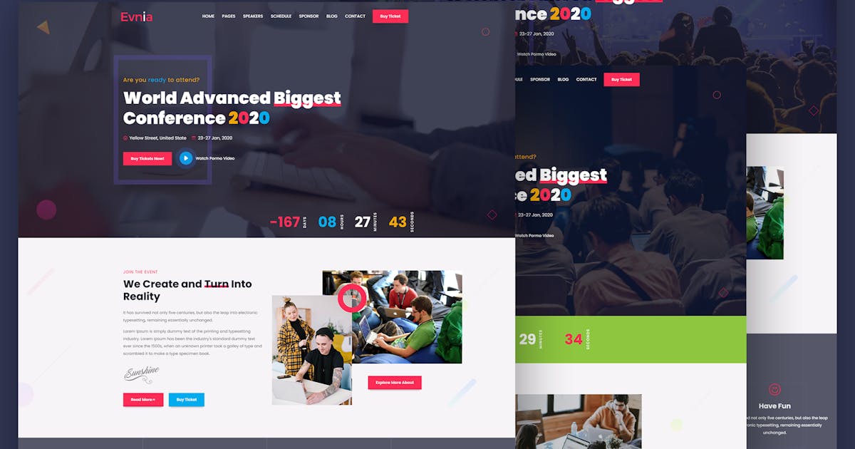Evnia - React Event Conference & Meetup Template