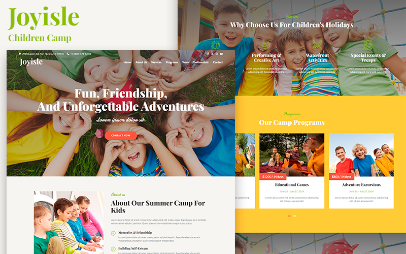Joyisle - Children Camp HTML5 Landing Page - TemplateMonster