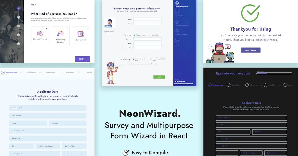 NeonWizard - React JS Questionnaire Multistep Form