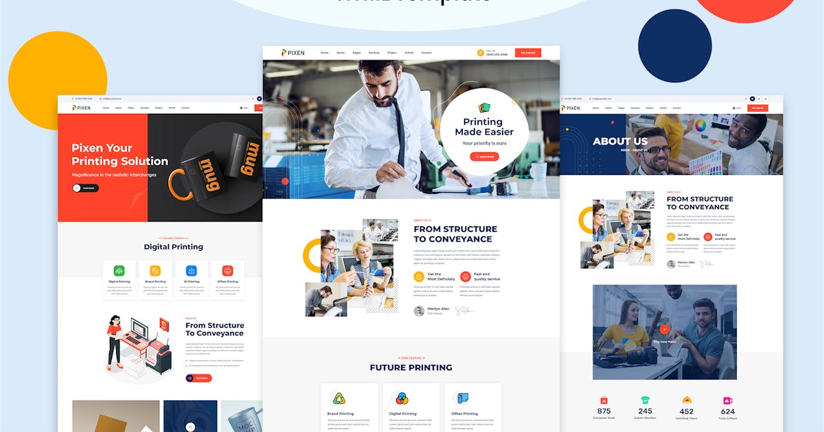Pixen - Printing Services Company HTML5 Template
