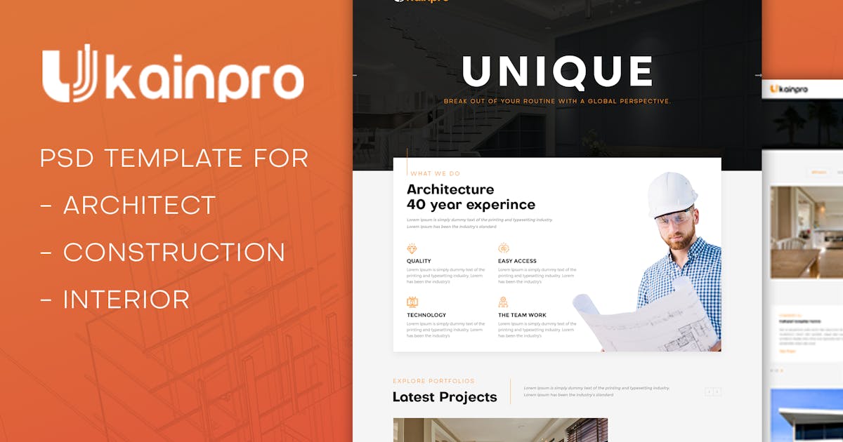 Ukainpro | Architect & Construction PSD Template