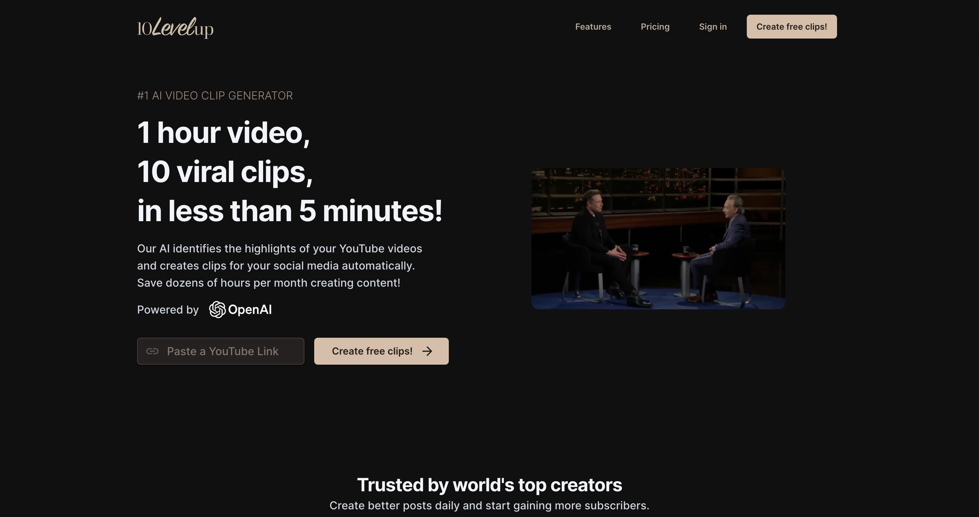10LevelUp | AI Video Clip Generator