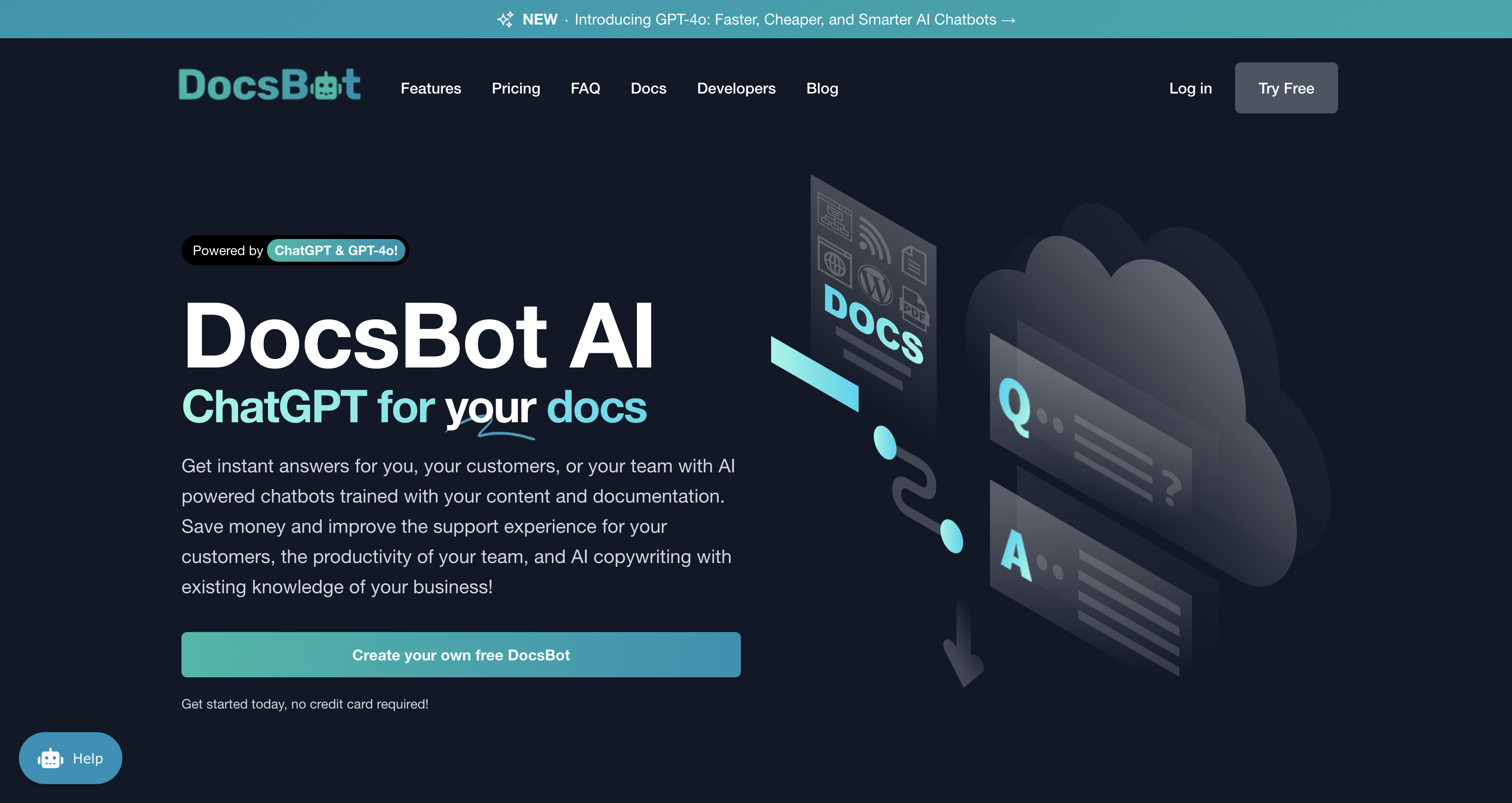 DocsBot AI - Custom chatbots from your documentation