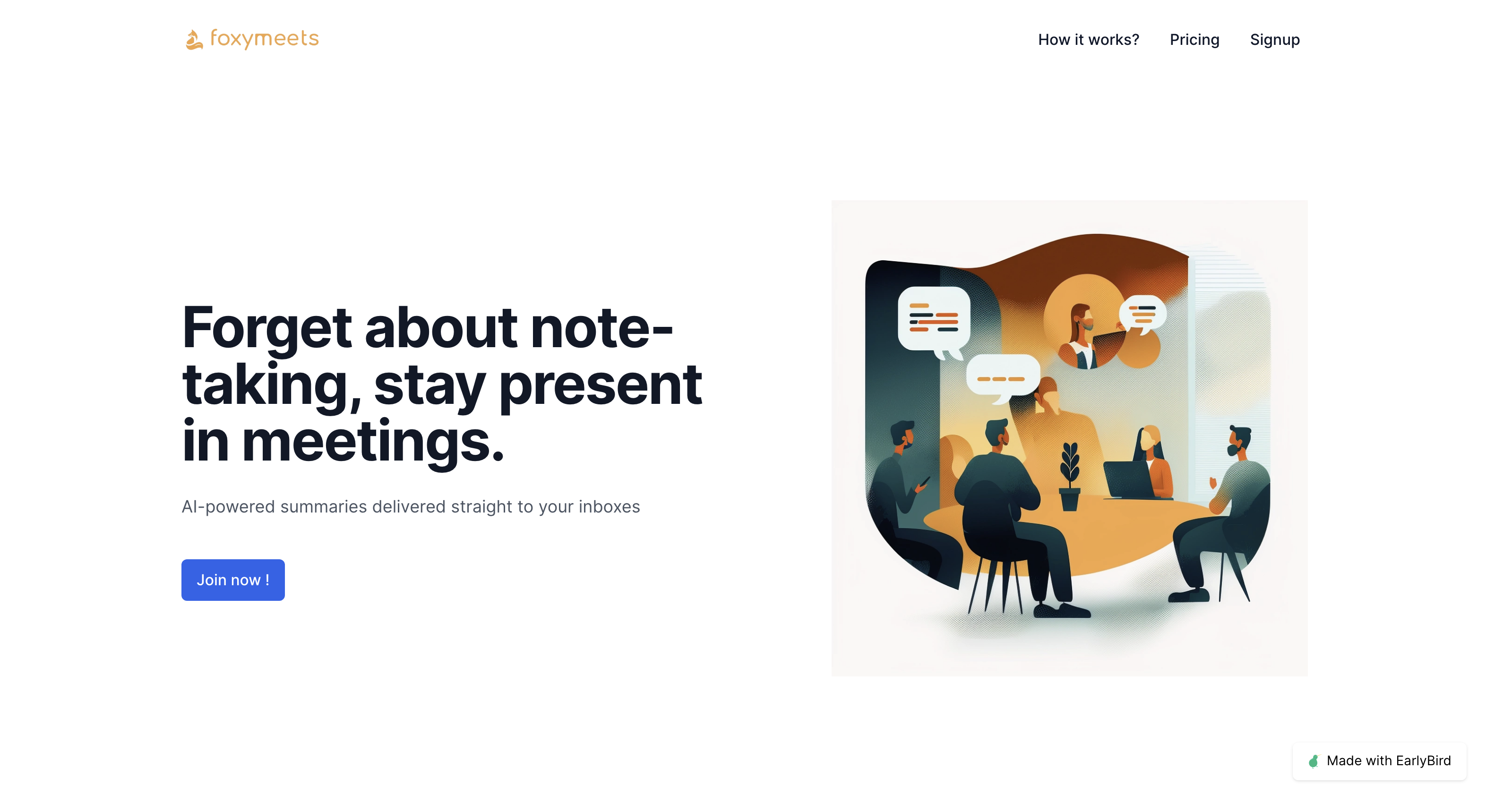 Foxymeets - Automated meeting summaries with AI straight to your inbox