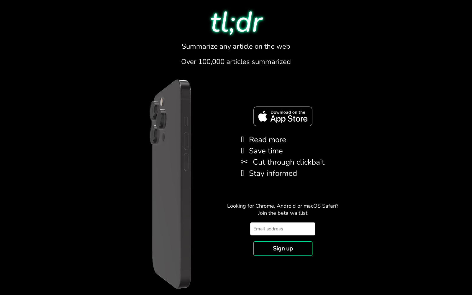 tl;dr AI - Instantly summarize any article.