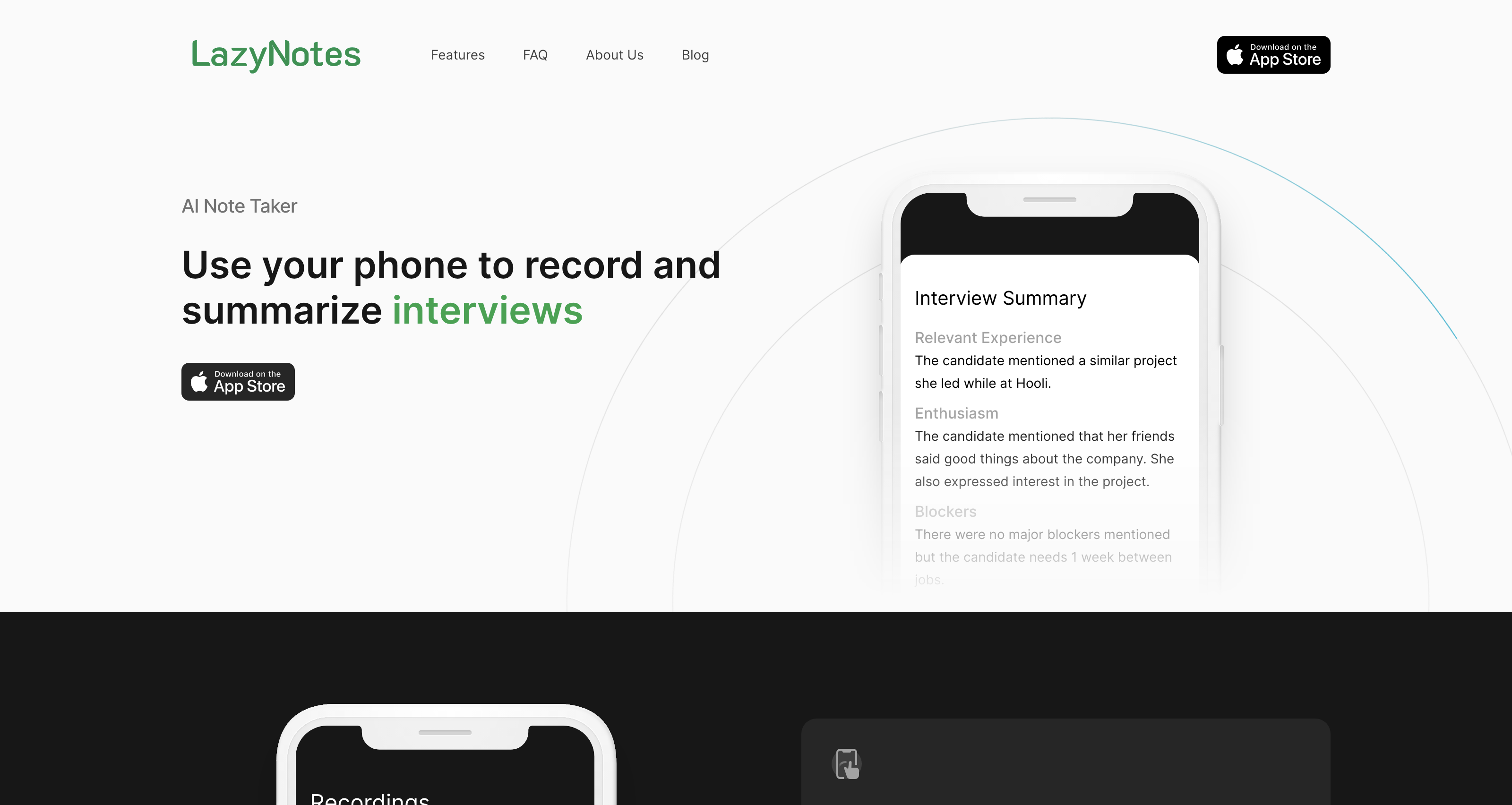 LazyNotes - AI Audio Note Taker for iPhone.