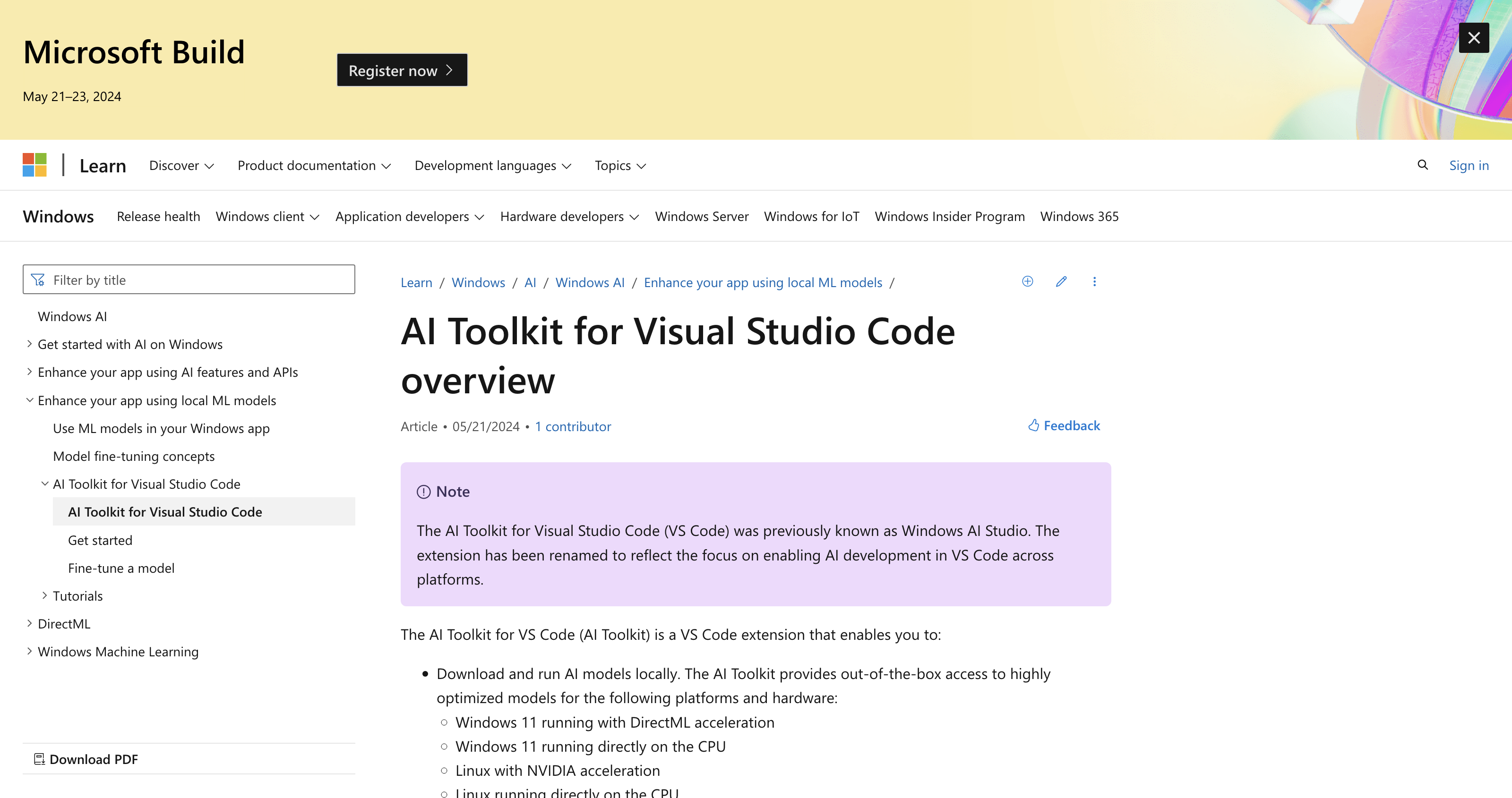 AI Toolkit for Visual Studio Code