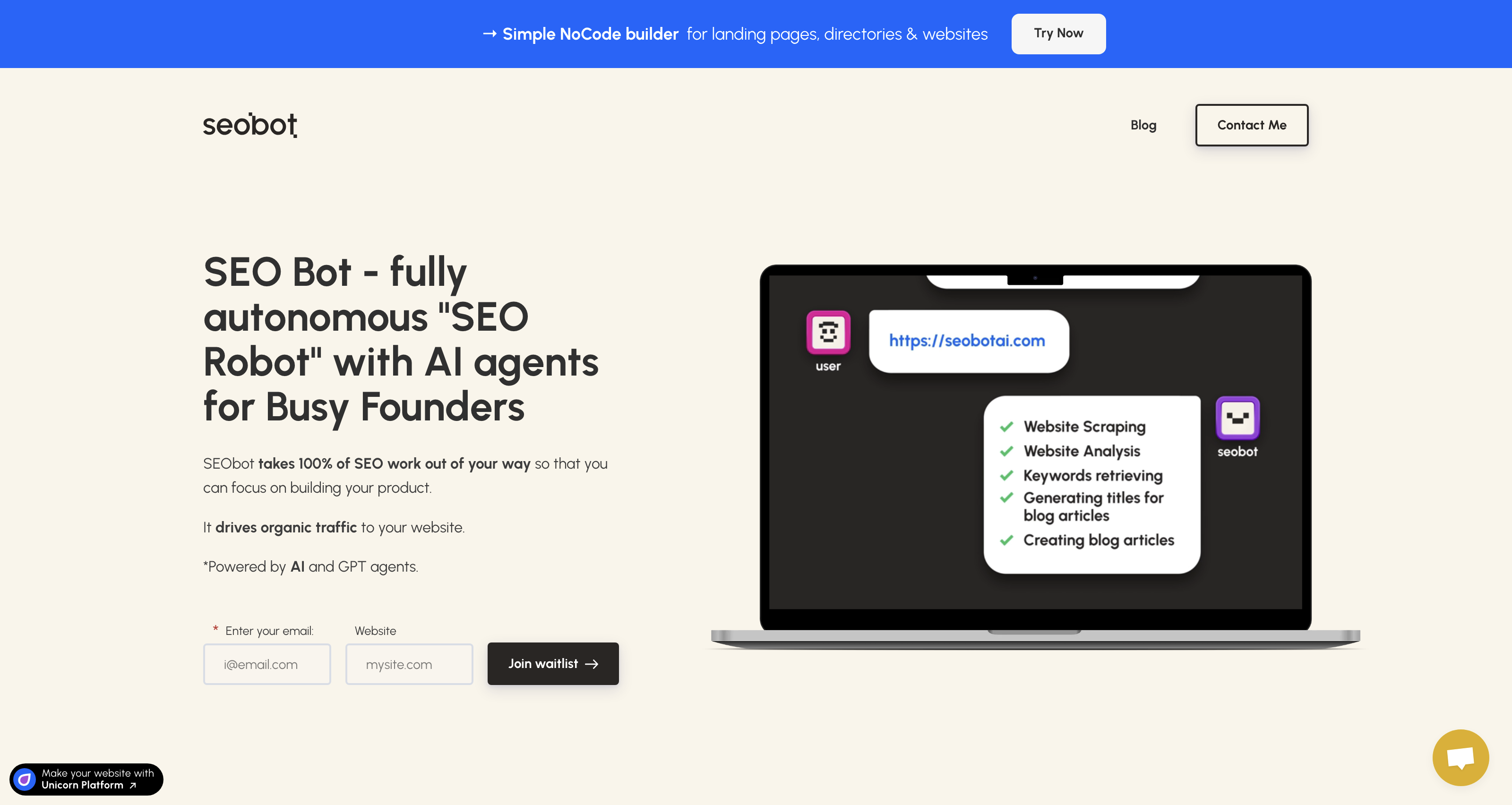 SeoBot - fully autonomous "SEO Robot" with AI agents for Busy Founders