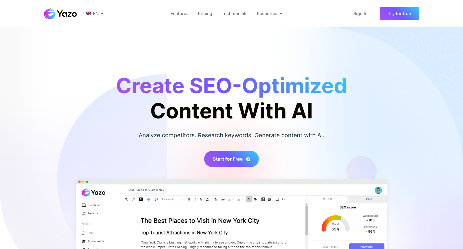 Yazo | AI Powered SEO & Content Marketing Platform